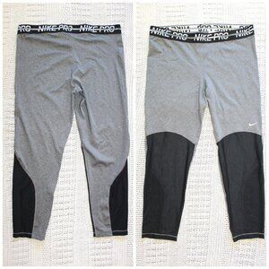 Nike Pro Sports women's mesh Leggings Pro 78 Size XL black and gray Sporty